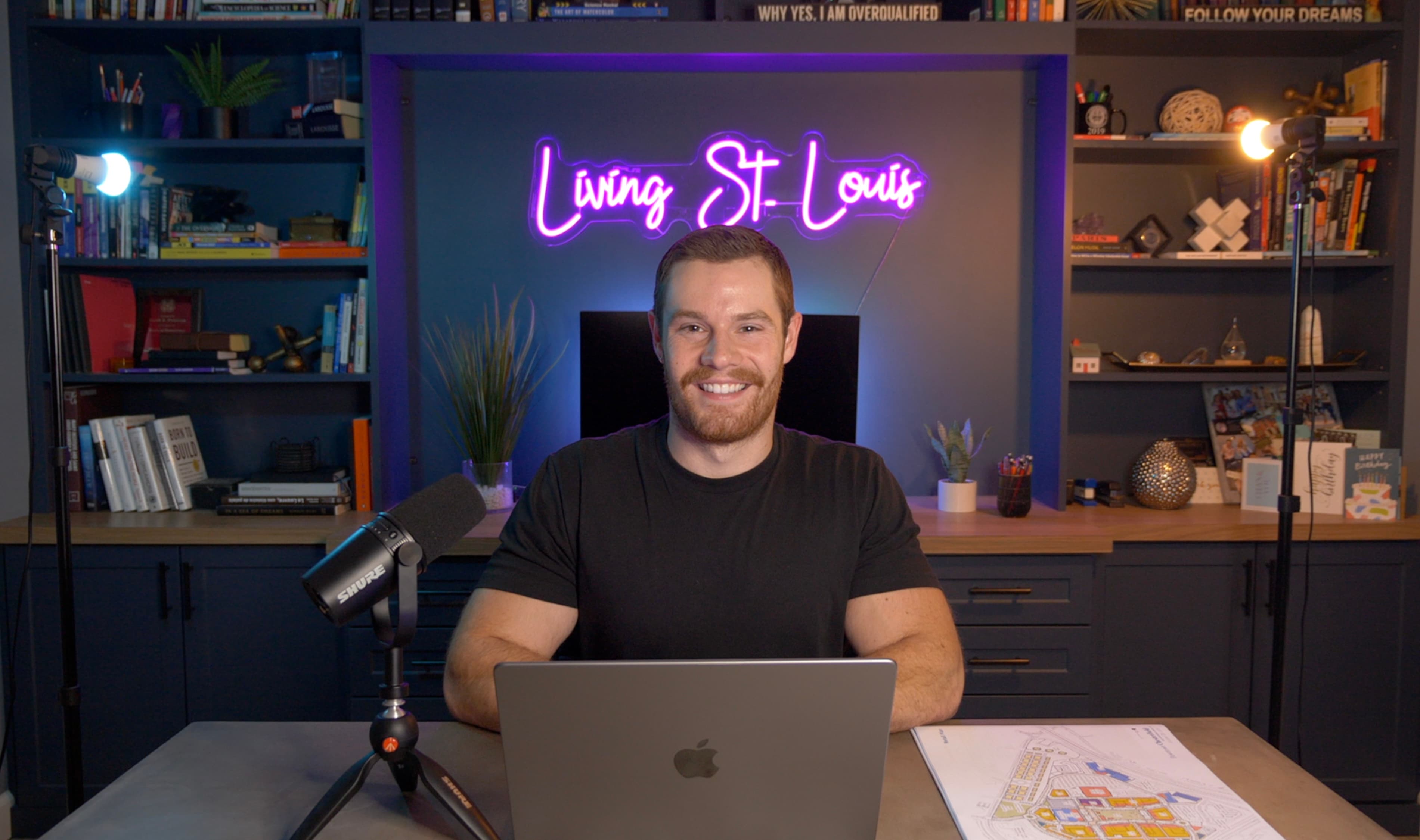 Jacob filming at the Living St. Louis desk